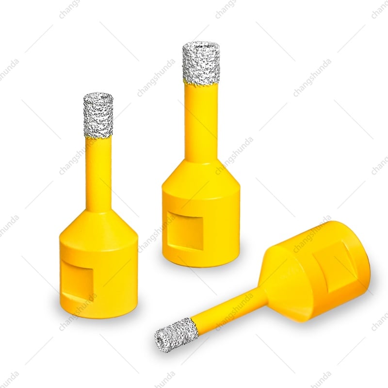 M14 Thread Slim Shank Yellow Vacuum Brazed Diamond Hole Saw 3-Piece Set, 6/8/10mm Fine Aperture Dry Drill Bits with Plain Storage Box, Precision Drilling Kit for Tile Marble Quartz Stone Using M14 Angle Grinder

