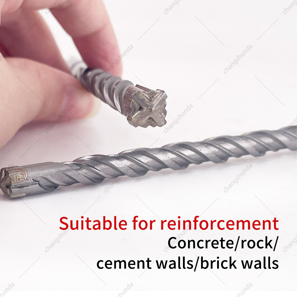 Van Lonzo SDS Plus 4-Cutter Cross Rotary Hammer Drill Bit Set, 4PCS Cross Hammer Drill Bit for Concrete, Brick Wall, Rock & Reinforced Cement Drilling
