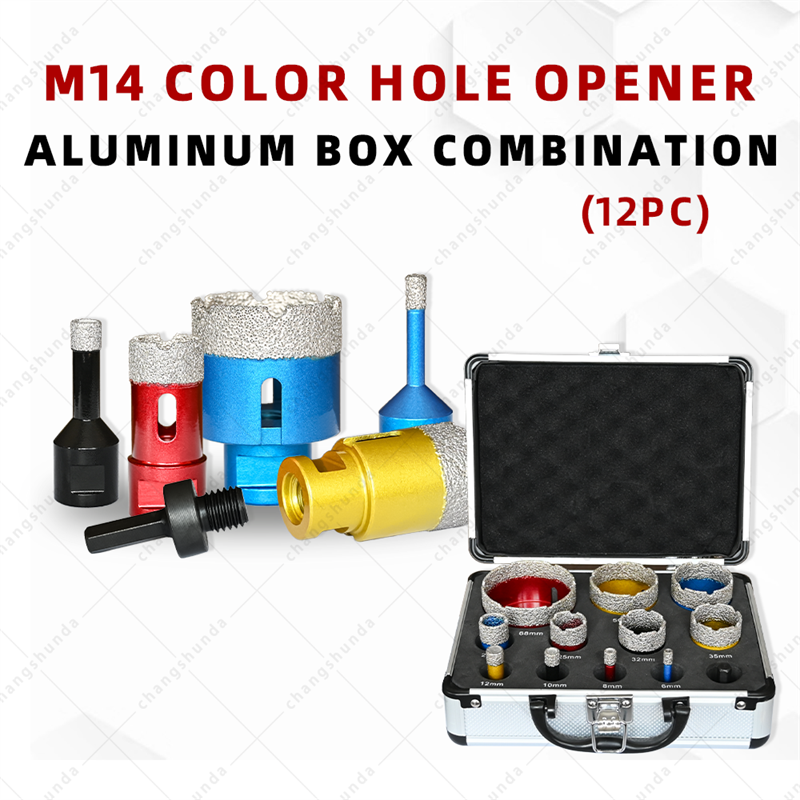 12PCS Vacuum Brazed Diamond Hole Saw Drill Bit Set with Aluminum Storage Case, M14 Hex Shank Diamond Core Drill for Porcelain Ceramic Marble Granite Tile Drilling, Angle Grinder Accessories