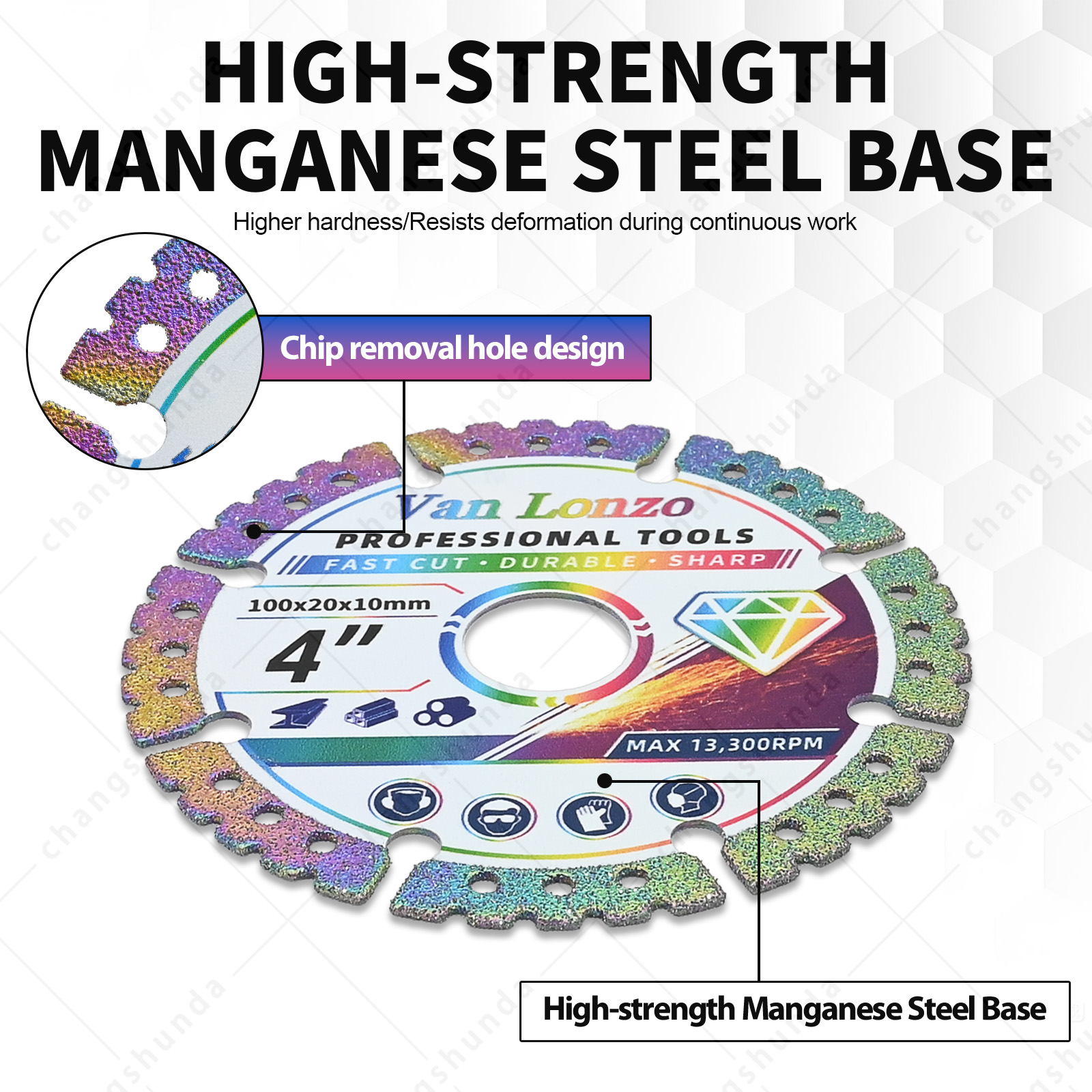 100mm Metal Cutting Disc — Vacuum Brazed Diamond Cutting Blade for Metal, Stone & Rebar with 20mm Arbor for Angle Grinders