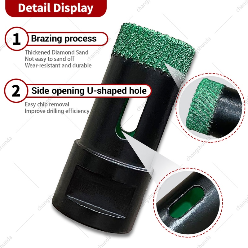 Van Lonzo M14 Strip Arranged Diamond Hole Saw 10PC Set, Vacuum Brazed M14 Thread Stone Drill Kit, Multi-Functional M14 Strip Arranged Diamond Hole Saw 10PC for Angle Grinder Tile Marble Glass Drilling, Chamfering and Polishing
