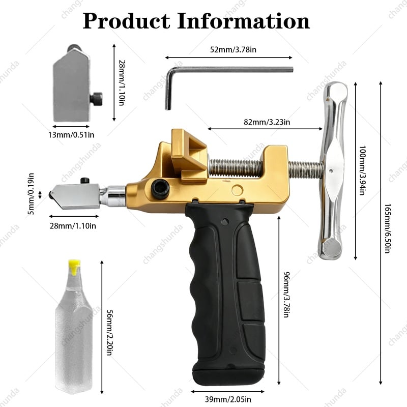 Van Lonzo Oil-Fed Tile Cutter Breaker Tool, Professional Oil-Fed Tile Opener with Alloy Cutting Wheel for Ceramic Tile, Glass, Porcelain Slab Separation, All-in-One Oil-Fed Tile Breaking Tool Kit with Spare Alloy Cutting Wheel & Lubricant Bottle
