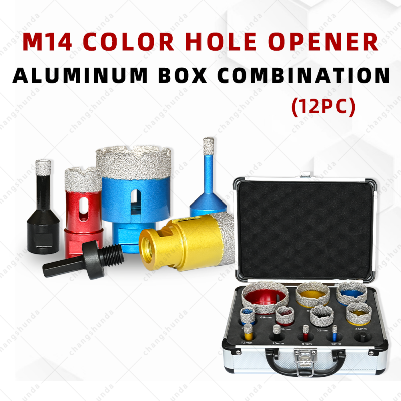 12PCS Vacuum Brazed Diamond Hole Saw Drill Bit Set with Aluminum Storage Case, M14 Hex Shank Diamond Core Drill for Porcelain Ceramic Marble Granite Tile Drilling, Angle Grinder Accessories
