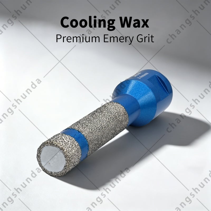 M14 Thread Extended Long Body Blue Vacuum Brazed Dry Diamond Hole Saw Bit, 6/8/10/12/14mm Deep Drilling Drill Bit for M14 Angle Grinder, Vitrified Tile Marble Granite Deep Hole Perforating Tool
