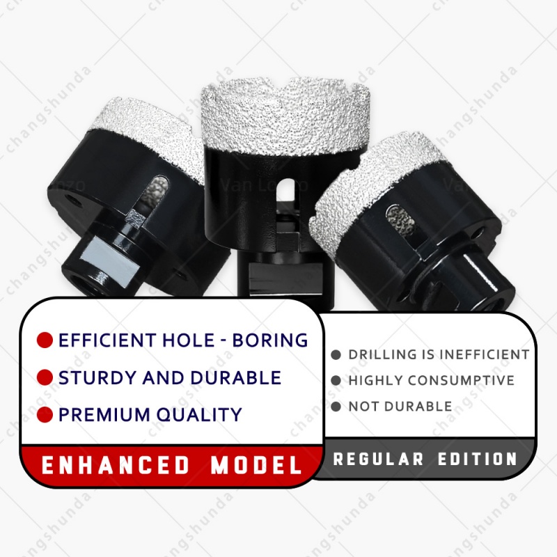 M14 Thread Black Vacuum Brazed Exposed Sand Dry Diamond Hole Saw Bits, Full Sizes 6-120mm Dry Cutting Drill Bits for M14 Angle Grinder, Tile Marble Granite Quartz Stone Perforating Tool
