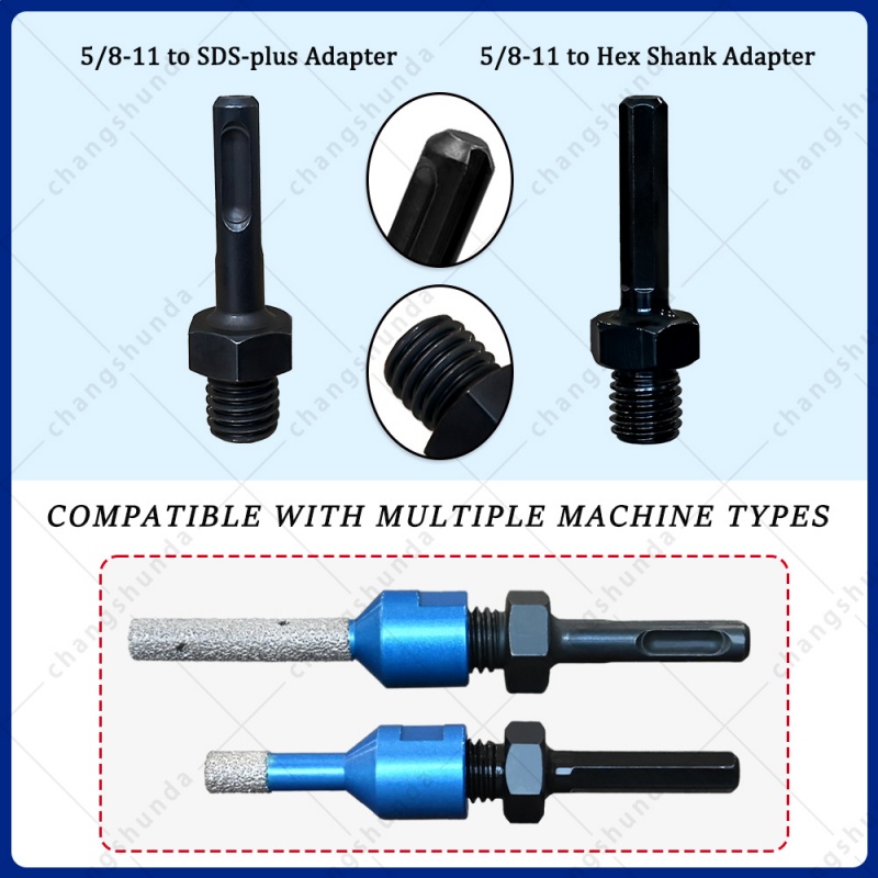 5/8-11 Vacuum Brazed Diamond Hole Saw Travel Kit with 115mm Dry Cutting Disc, Multi-Size Drill Bits + Dual Adapters Portable Travel Tool Set for Tile Marble Granite Stone Drilling & Cutting

