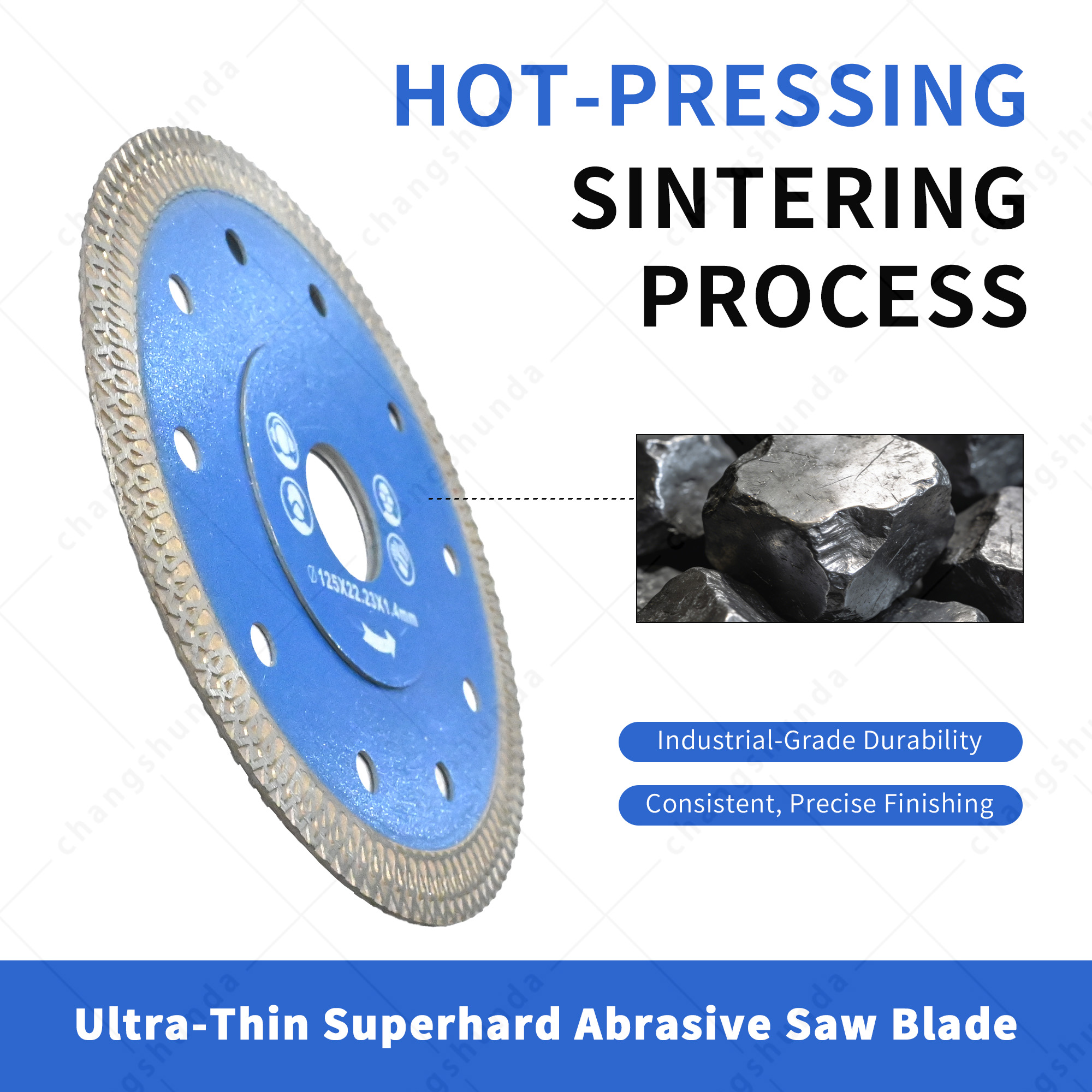 125mm Super Thin Mesh Turbo Sintered Diamond Saw Blade, Blue Multi‑Hole Tile Cutting Disc 1.4mm Ultra‑Thin Cutting Wheel for Angle Grinder, for Porcelain Tile, Ceramic, Rock Slab, Marble, Artificial Stone