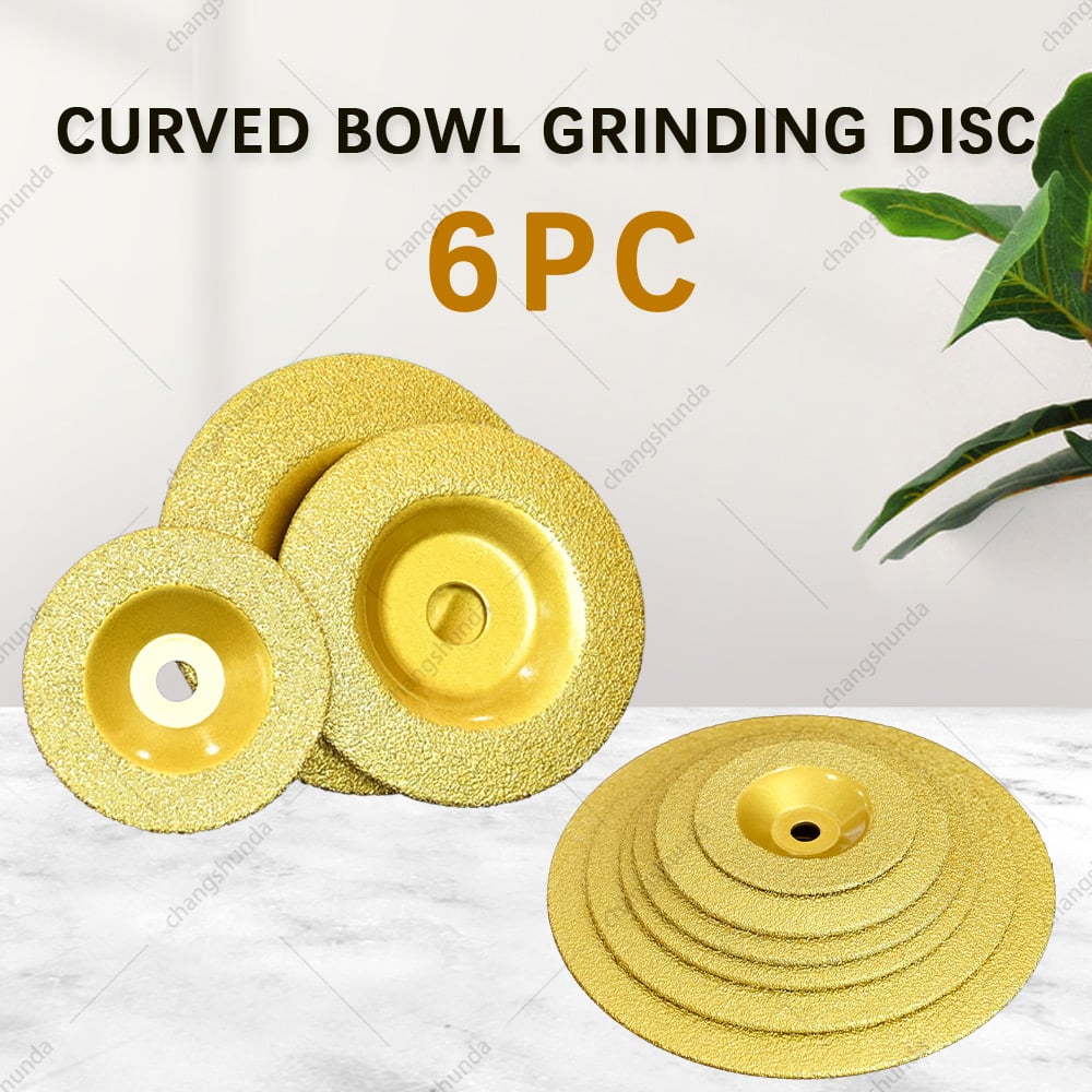 Vacuum Brazed Curved Bowl Grinding Disc, Multi-Size Curved Bowl Diamond Grinding Wheel for Stone Stainless Steel Cast Iron Polishing & Grinding