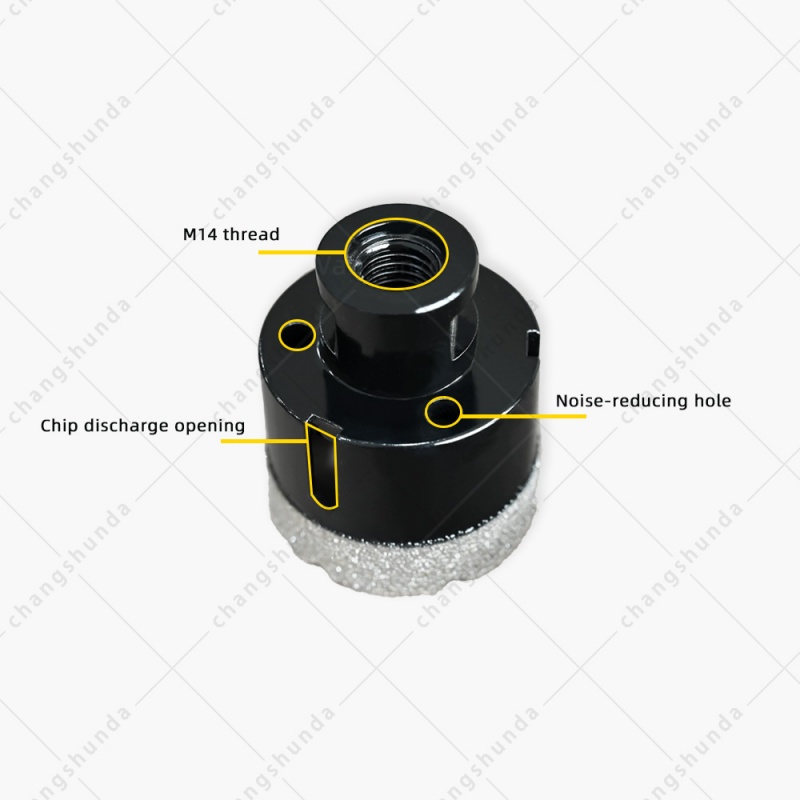 M14 Thread Black Vacuum Brazed Exposed Sand Dry Diamond Hole Saw Bits, Full Sizes 6-120mm Dry Cutting Drill Bits for M14 Angle Grinder, Tile Marble Granite Quartz Stone Perforating Tool
