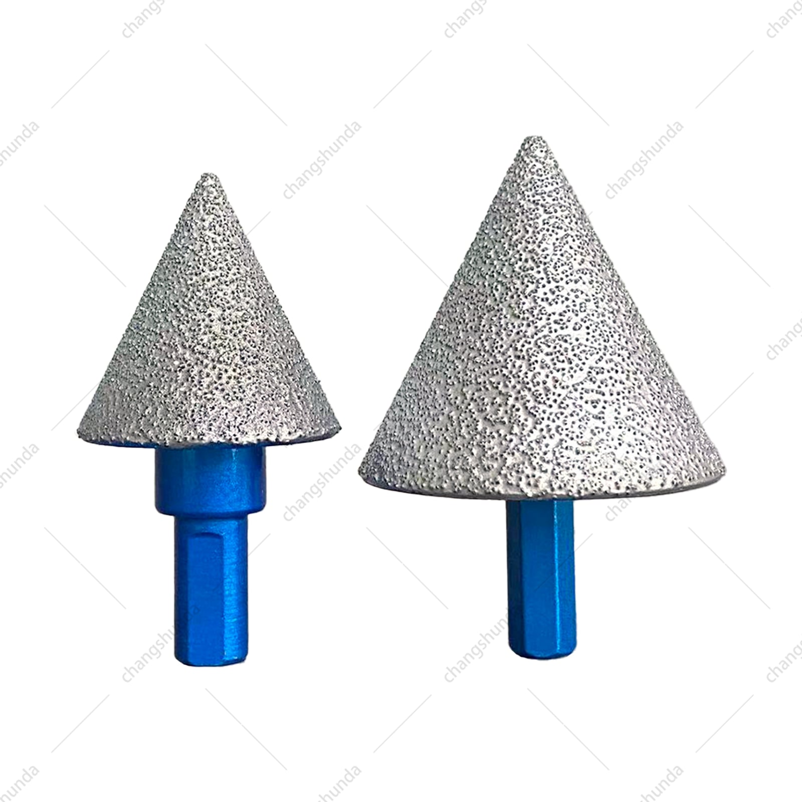 Van Lonzo 2PC Chamfer Tool Set, 35mm Triangle Shank & 50mm Hex Shank Diamond Chamfer Bits for Tile, Marble, Granite & Concrete Hole Trimming
