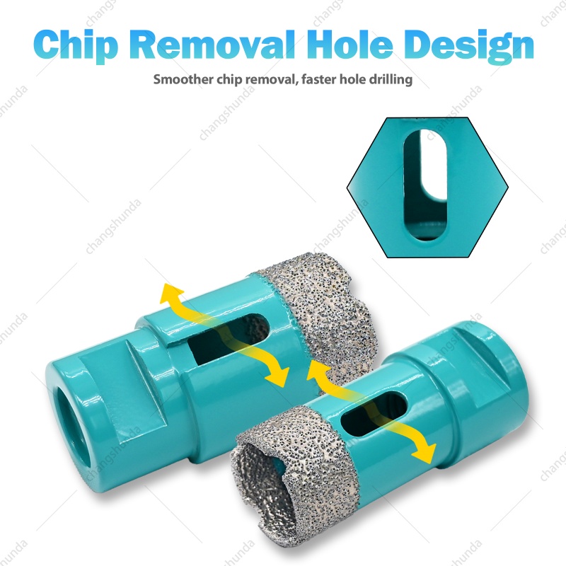M14-8PC Aluminum Case Blue Vacuum Brazed Diamond Core Drill Bit Set, Dry Cutting Hole Saw Kit for Tile Marble Granite Angle Grinder
