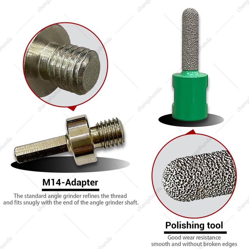 Van Lonzo M14 Strip Arranged Diamond Hole Saw 10PC Set, Vacuum Brazed M14 Thread Stone Drill Kit, Multi-Functional M14 Strip Arranged Diamond Hole Saw 10PC for Angle Grinder Tile Marble Glass Drilling, Chamfering and Polishing
