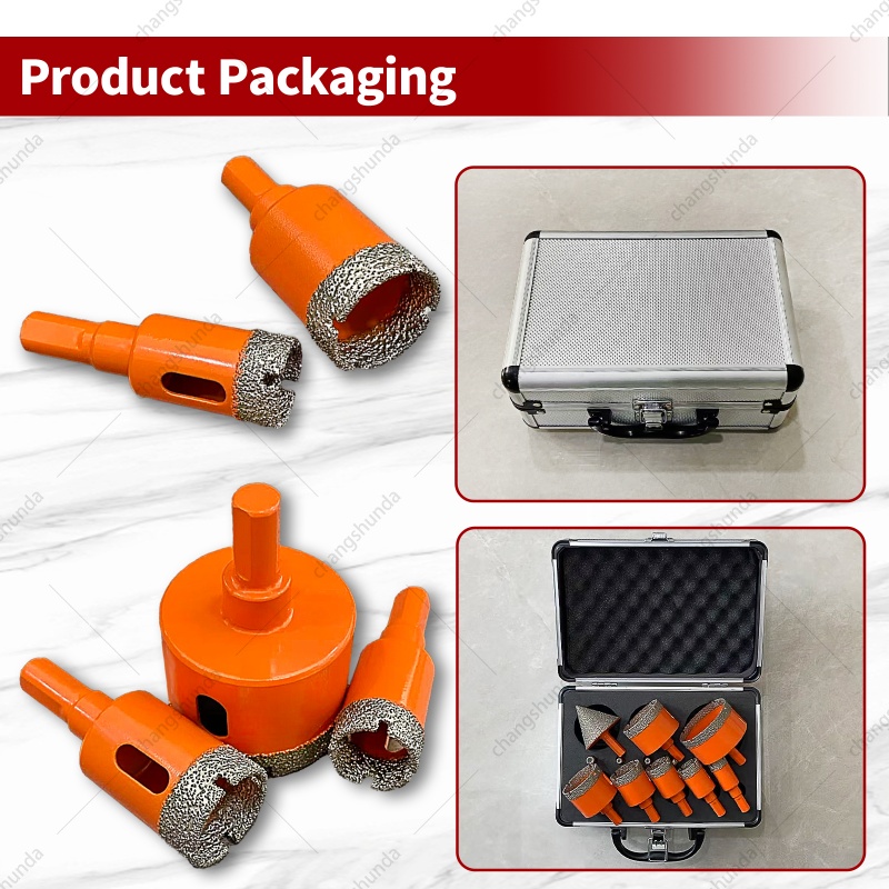 Van Lonzo 12PC Orange Dry Drill Exposed Diamond Set with Aluminum Storage Case, Vacuum Brazed Water-Free Dry Diamond Hole Saw Kit, Heavy Duty 12PC Orange Dry Drill Exposed Diamond Set for Tile Marble Ceramic Glass Dry Drilling & Countertop Chamfering
