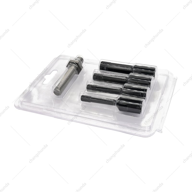 M10 Full Black 5pcs Blister Pack Set, Vacuum Brazed Diamond Core Drill Bits with M14 Hex Thread Shank for Tile Marble Ceramic Drilling
