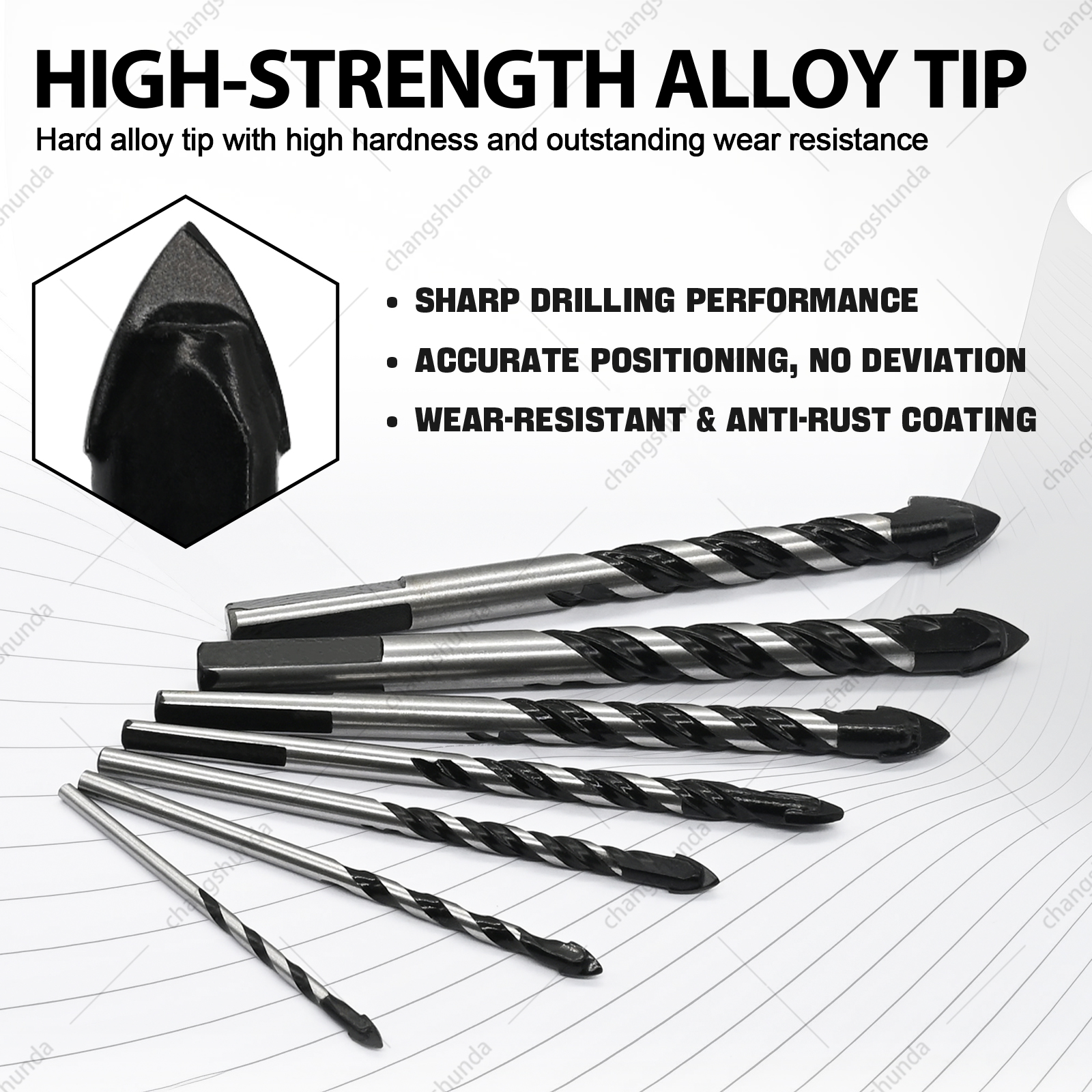 Van Lonzo Black Triangle Drill Bit, Multi-Size Hard Alloy Tipped Black Triangle Drill Bit for Tile, Brick, Concrete & Wood Drilling
