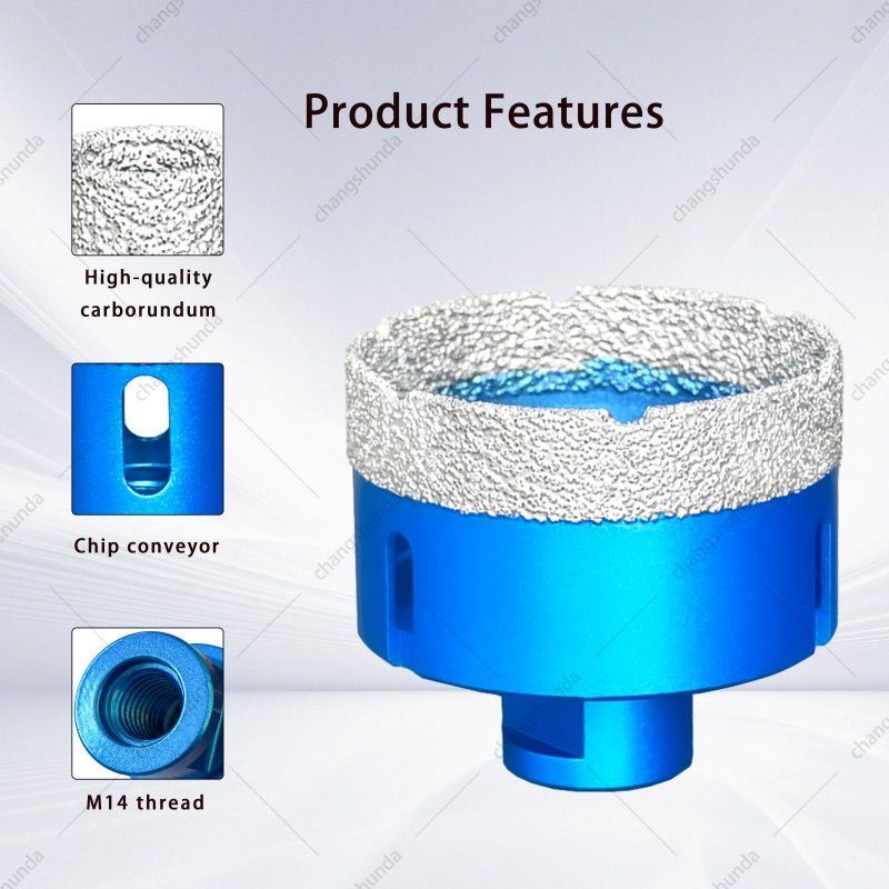 Van Lonzo M14 Blue Exposed Grit Diamond Hole Saw 10PC Set, M14 Thread Shank Brazed Hole Saw Kit with 115 Red & 125 Blue Sintered Cutting Discs for Angle Grinder Tile Marble Stone Drilling & Cutting
