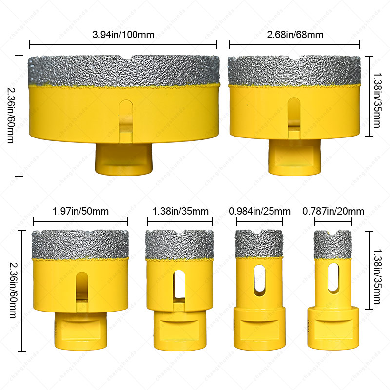 Van Lonzo M14 Hole Saw 6PC Set, Vacuum Brazed M14 Thread Diamond Core Bit Kit, Heavy Duty M14 Hole Saw 6PC for Angle Grinder Tile Marble Granite Drilling
