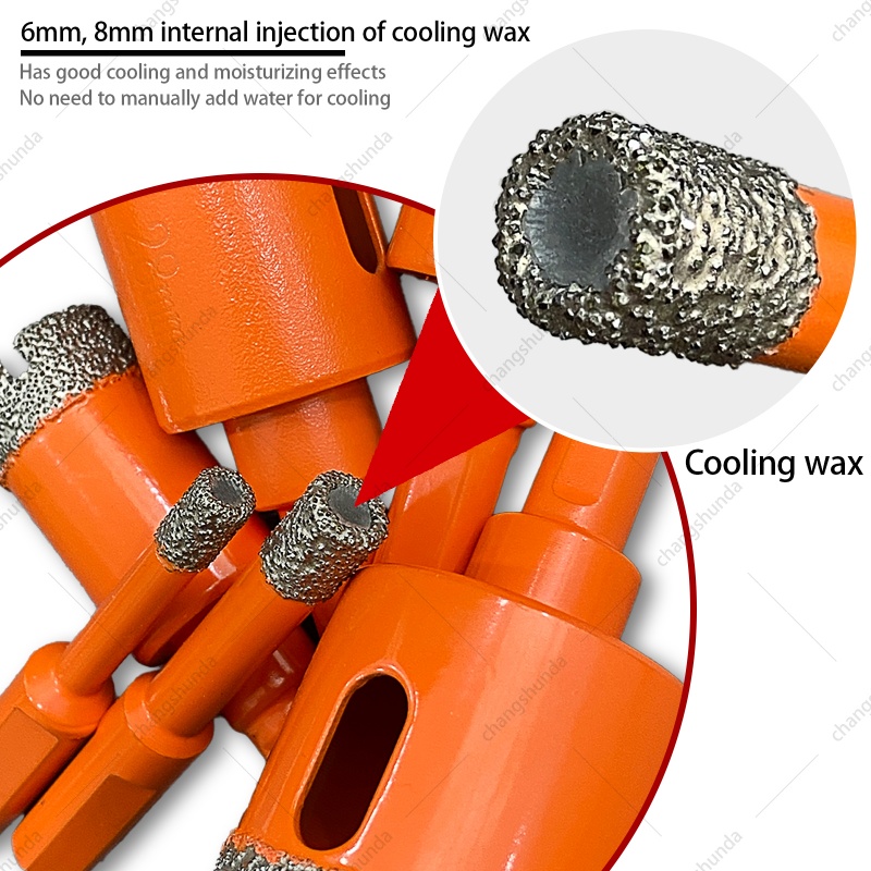 Van Lonzo 12PC Orange Dry Drill Exposed Diamond Set with Aluminum Storage Case, Vacuum Brazed Water-Free Dry Diamond Hole Saw Kit, Heavy Duty 12PC Orange Dry Drill Exposed Diamond Set for Tile Marble Ceramic Glass Dry Drilling & Countertop Chamfering
