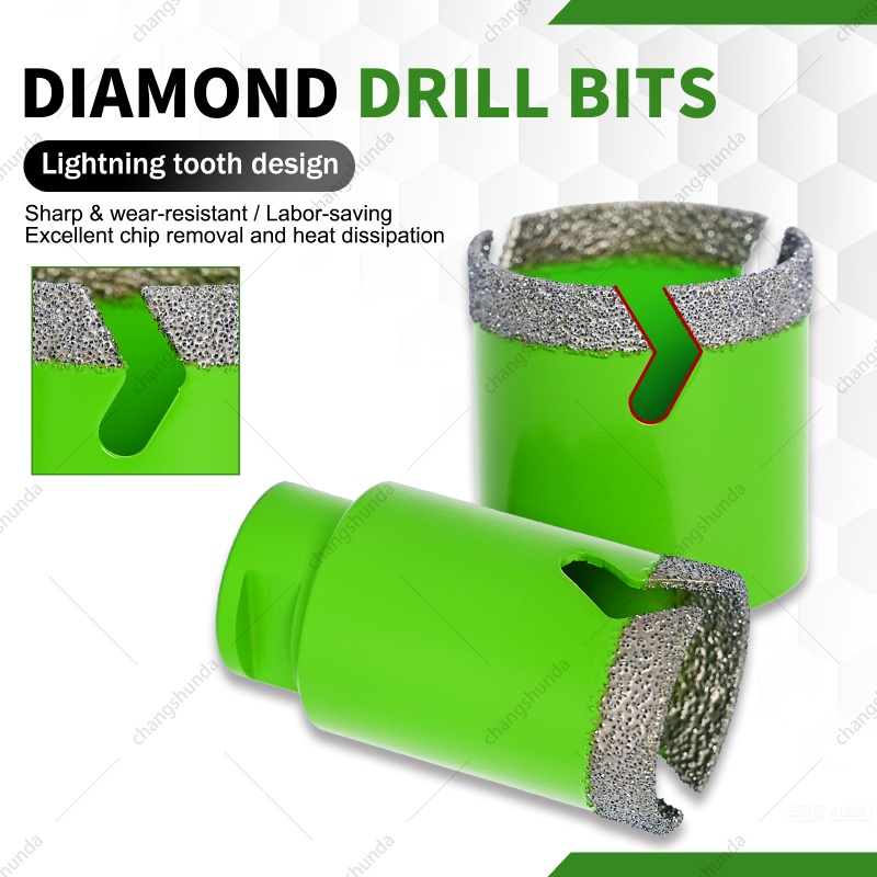 M14 Light Green Lightning Tooth 11pc Set with Aluminum Case, Dry Diamond Core Drill Bit Kit Including Locator, 125mm Diamond Flange Disc & Multi-Size M14 Hole Saws for Angle Grinder

