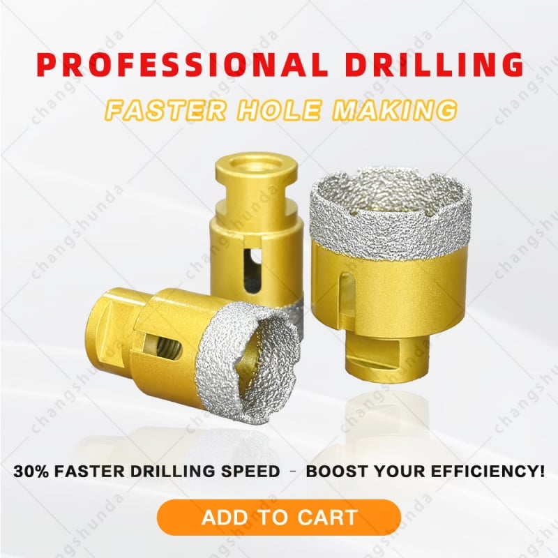 M14 Thread Vacuum Brazed Golden Exposed Sand Diamond Hole Saw Set, M14-5pc Dry Drill Bit Kit with Shockproof Aluminum Carry Case, 25/28/32/38/50mm Dry Cutting Bits for M14 Angle Grinder, Tile Marble Granite Stone Countertop Drilling Tool
