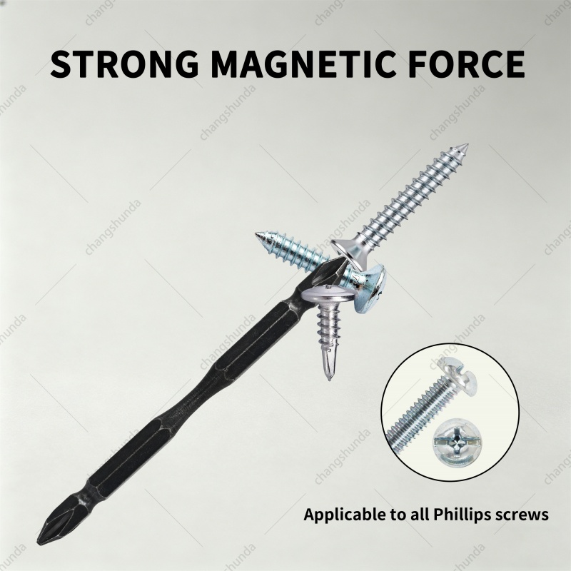 Van Lonzo 10Pcs 100mm Magnetic Double Head Phillips Screwdriver Bits, S2 Alloy Steel Anti-Slip Heavy-Duty Bit Set for Impact Drill