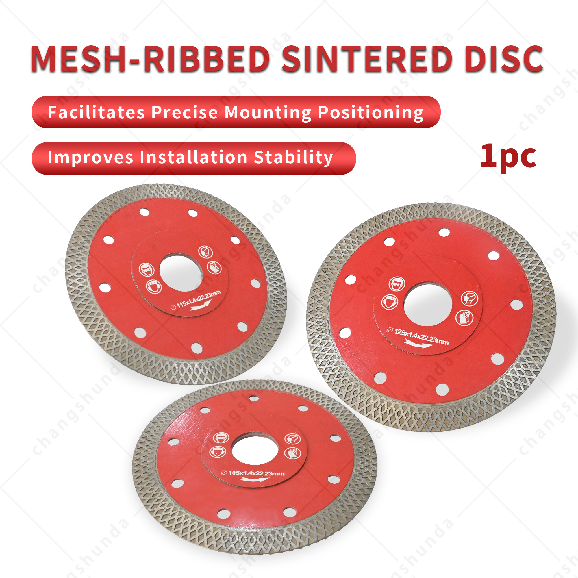 Super Thin Mesh Turbo Sintered Diamond Saw Blade, 105/115/125mm Sintered Tile Cutting Disc, 1.4mm Ultra‑Thin Cutting Wheel for Angle Grinder, for Porcelain Tile, Ceramic, Rock Slab, Marble, Artificial Stone