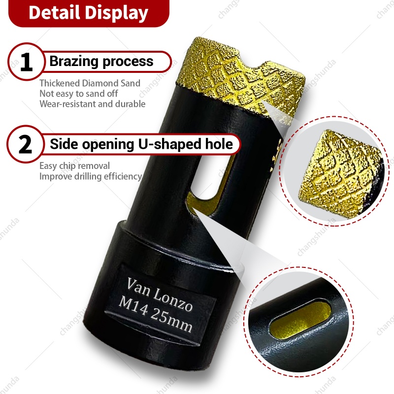 Van Lonzo M14 Diamond Arrangement Hole Opener Matte Black Gold Sand 8pc Set, Vacuum Brazed M14 Thread Diamond Core Drill Bit Kit, Heavy Duty M14 Diamond Arrangement Hole Opener Matte Black Gold Sand 8pc for Tile Marble Granite Glass Drilling
