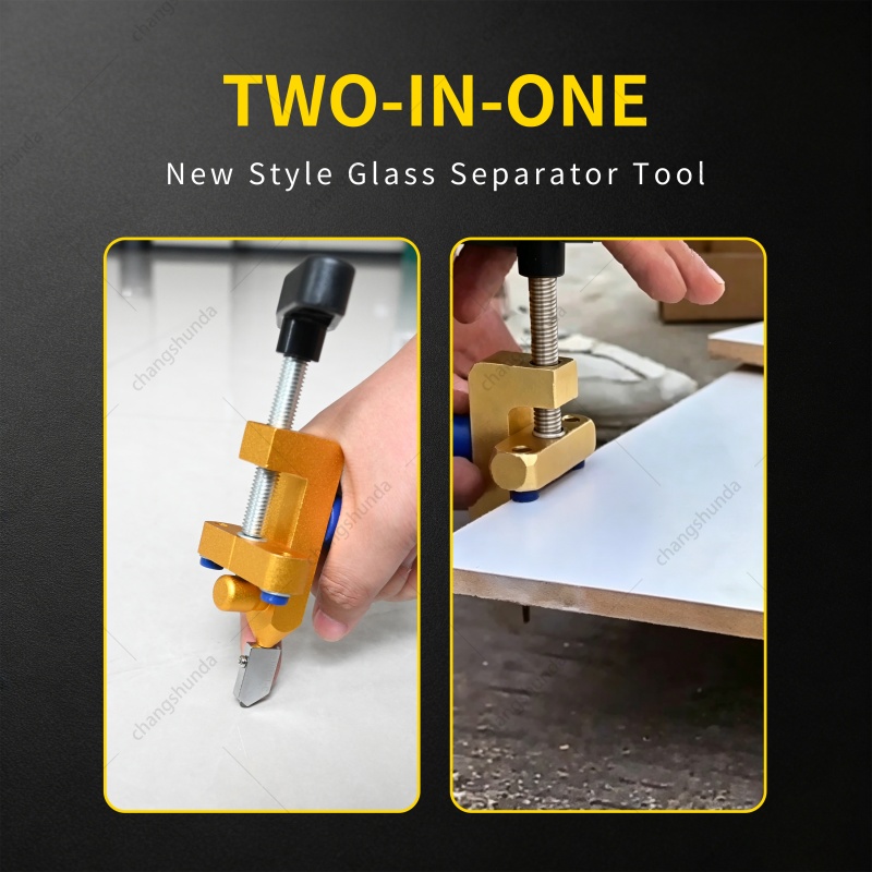 Golden Tile Breaker Opener, Multifunctional Glass Cutter and Tile Breaking Tool, Labor-Saving Scribing & Splitting Hand Tool for Glass, Ceramic Tile and Rock Slab
