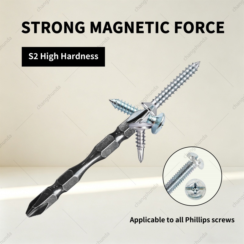 Van Lonzo 10Pcs 65mm Magnetic Double Head Phillips Screwdriver Bits, S2 Alloy Steel Anti-Slip Heavy-Duty Bit Set for Impact & Cordless Drills