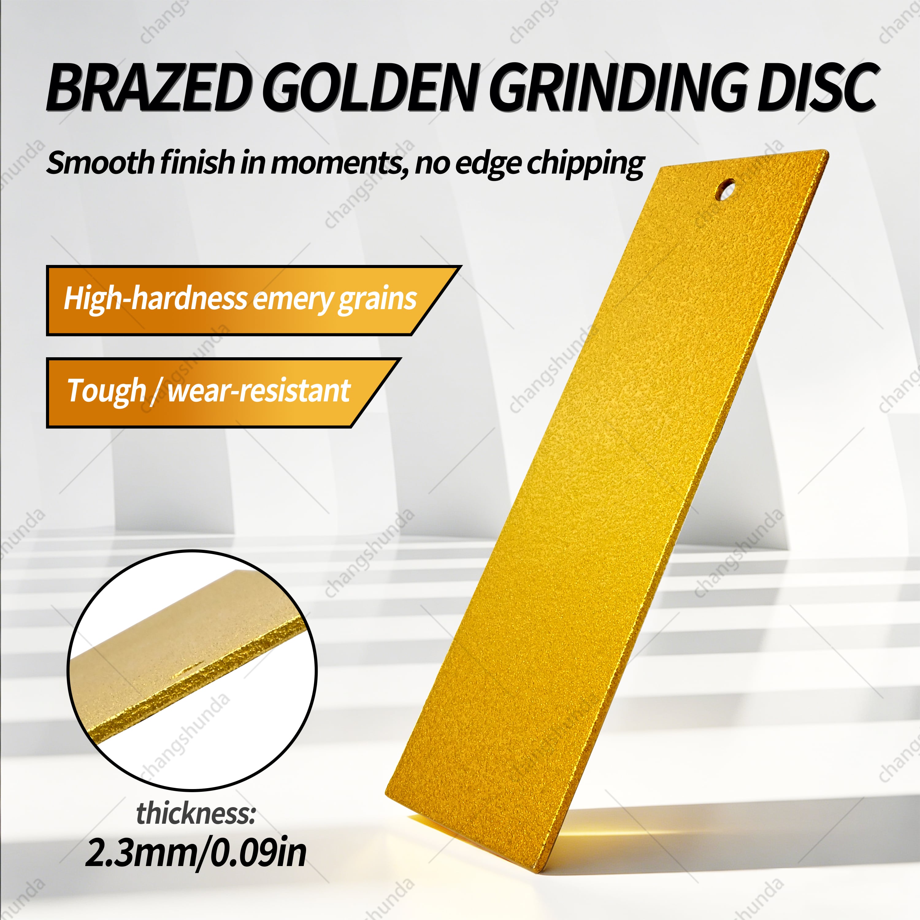 Van Lonzo Diamond Tile Flat Grinding Sheet, Vacuum Brazed Double-Sided Hand Abrasive Plate, Golden Straight Flat Hand Sanding Board for Tile, Stone, Concrete, Metal, Jade, Glass & Cast Iron Manual Trimming