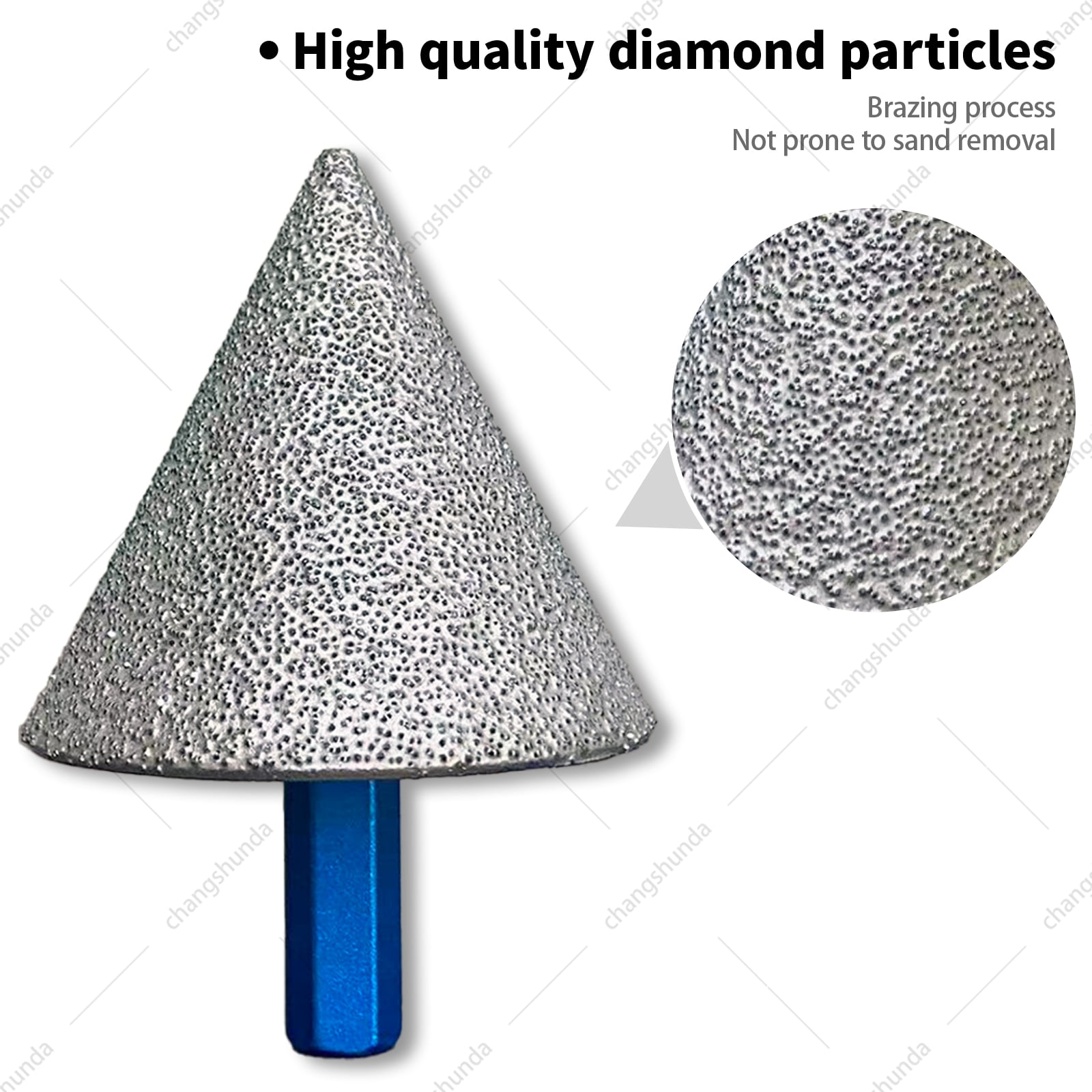 Van Lonzo 2PC Chamfer Tool Set, 35mm Triangle Shank & 50mm Hex Shank Diamond Chamfer Bits for Tile, Marble, Granite & Concrete Hole Trimming
