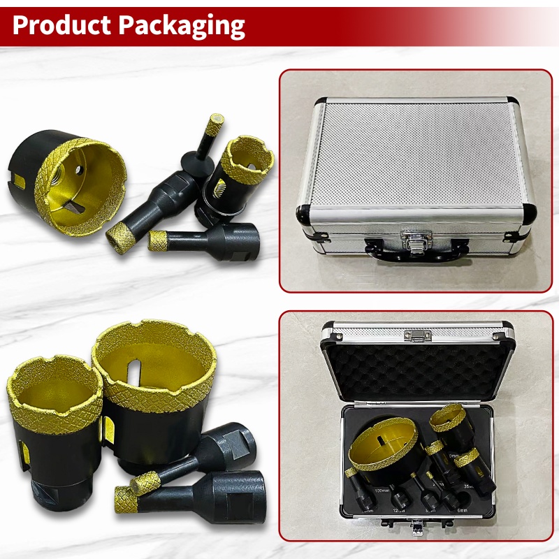 Van Lonzo M14 Diamond Arrangement Hole Opener Matte Black Gold Sand 8pc Set, Vacuum Brazed M14 Thread Diamond Core Drill Bit Kit, Heavy Duty M14 Diamond Arrangement Hole Opener Matte Black Gold Sand 8pc for Tile Marble Granite Glass Drilling
