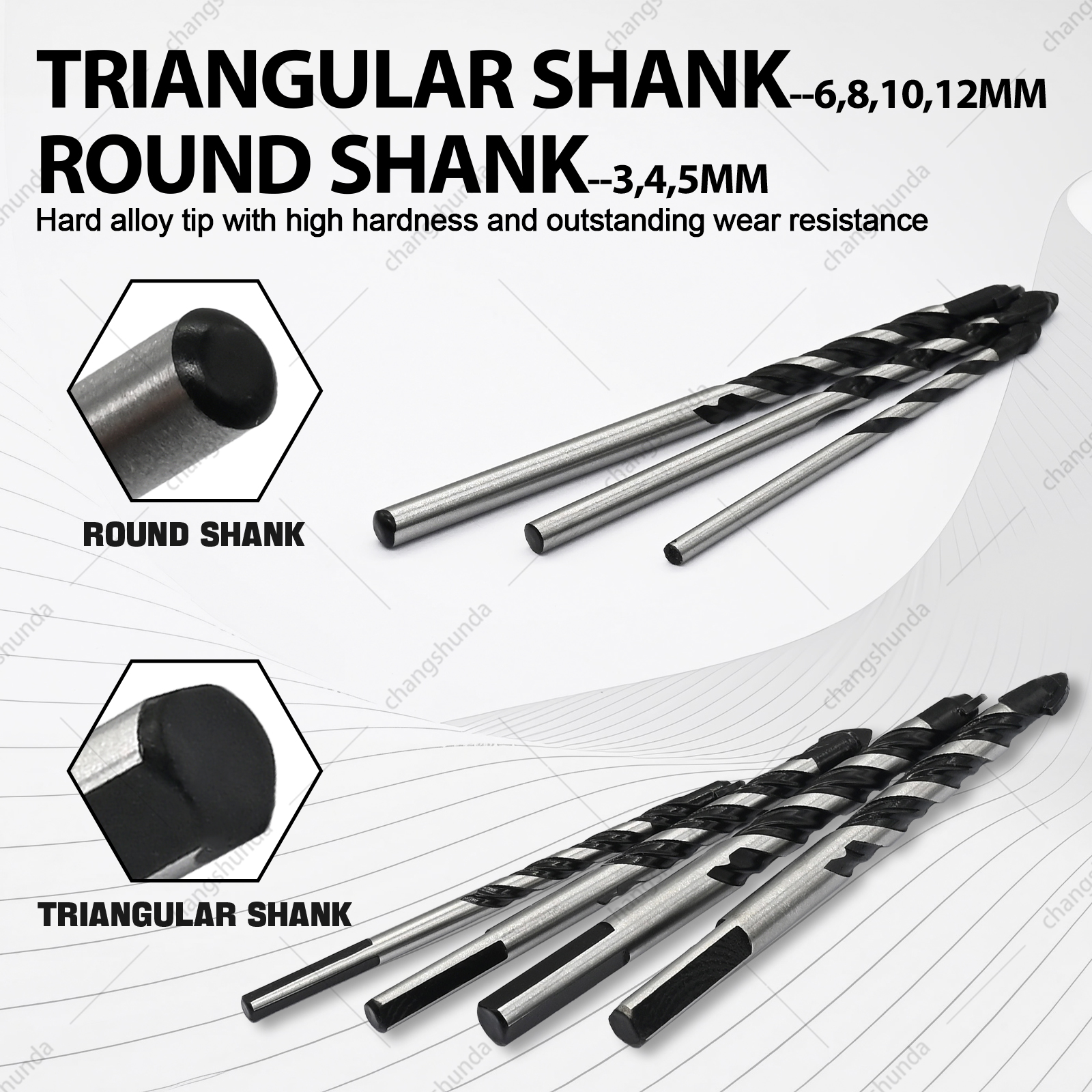 Van Lonzo Black Triangle Drill Bit, Multi-Size Hard Alloy Tipped Black Triangle Drill Bit for Tile, Brick, Concrete & Wood Drilling

