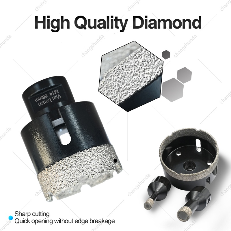 Van Lonzo M14-15pc Black Exposed Diamond Set with Aluminum Storage Case, Vacuum Brazed M14 Thread Diamond Hole Saw Kit, Heavy Duty M14-15pc Black Exposed Diamond Combo for Angle Grinder Tile Granite Marble Drilling & Chamfering
