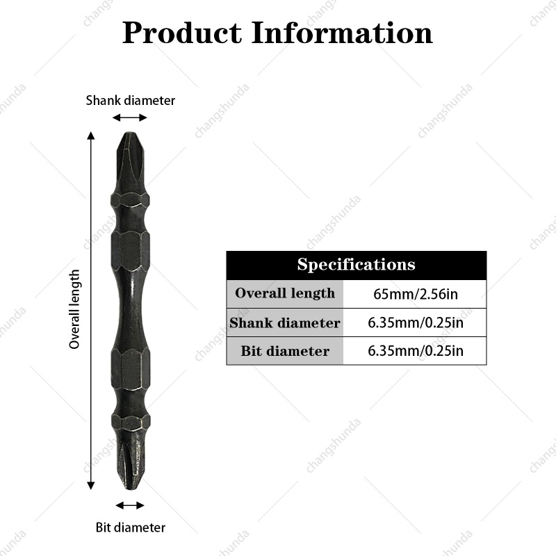 10 Pack S2 Steel Strong Magnetic Double Cross Phillips Screwdriver Bits Set, Hardened Anti-slip Dual-End Driver Bits Fit Power Drill & Impact Screwdriver