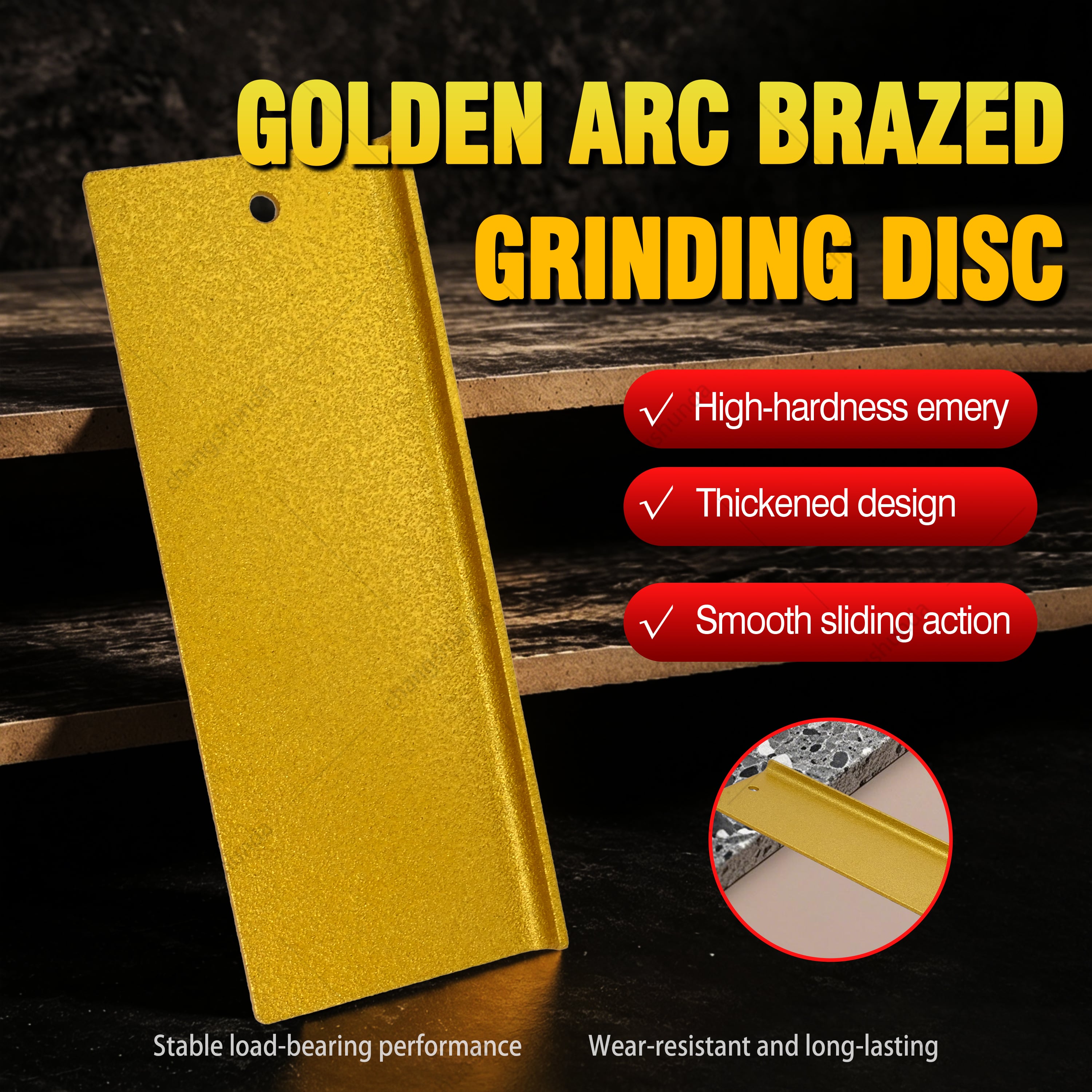 Van Lonzo Diamond Tile Round Corner Grinding Sheet, Vacuum Brazed Double-Sided Hand Sanding Plate, Golden Arc Edge Abrasive Sheet for Stone, Concrete, Metal, Jade, Glass & Cast Iron Manual Polishing

