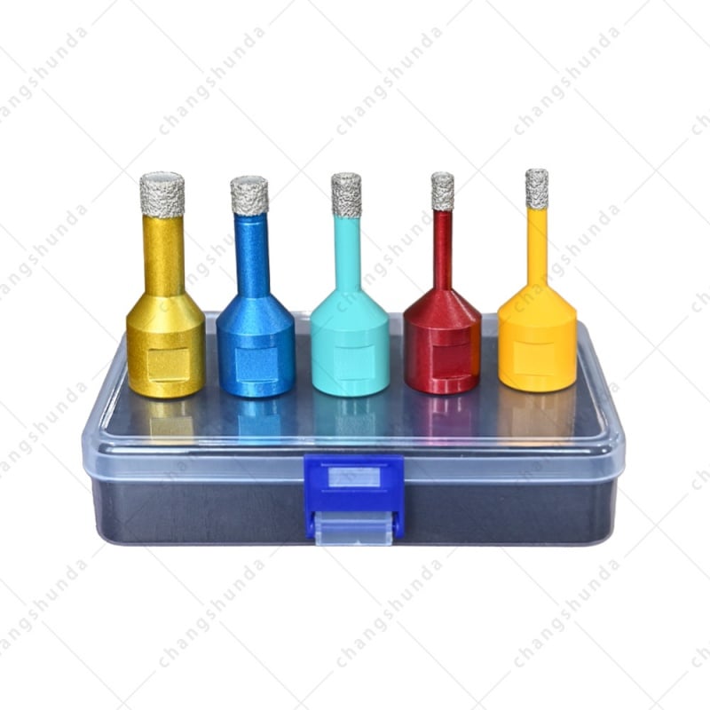1Kit/5pcs 6-12mm Diamond Core Drill Bit Set M14 Dry Wet Vacuum Brazed Granite Cutting Hole Saw Kit for Tile Marble Ceramic
