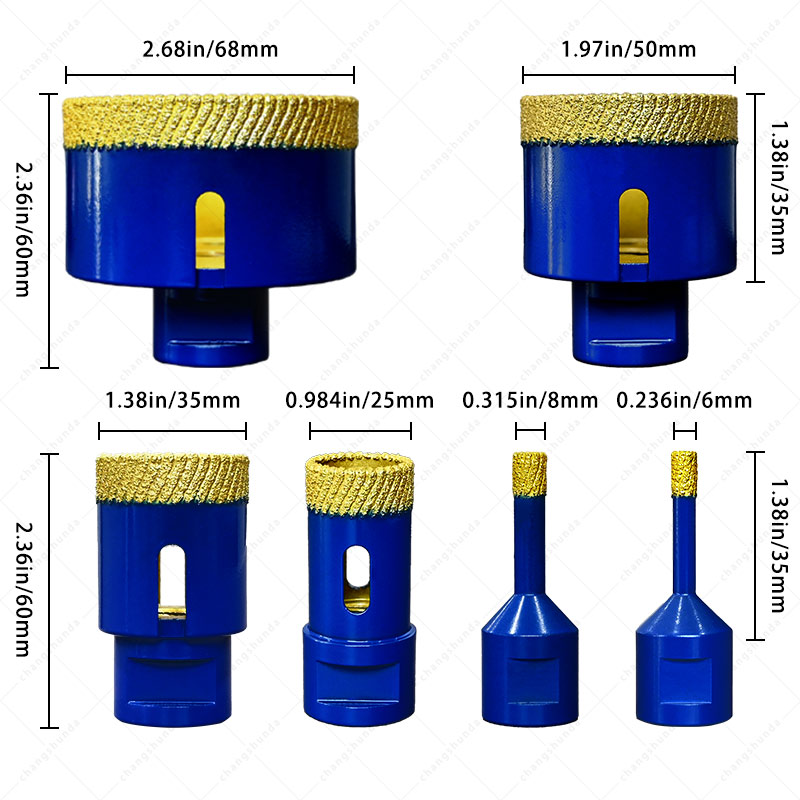 Van Lonzo M14 Strip Arranged Diamond Core Bit 6PC Set, Vacuum Brazed M14 Thread Tile Hole Saw Kit, Heavy Duty M14 Strip Arranged Diamond Core Bit 6PC for Angle Grinder Marble Granite Ceramic Drilling
