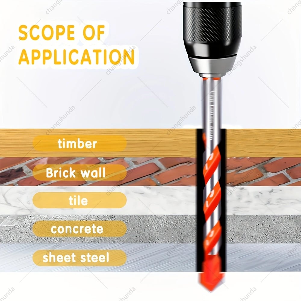 Van Lonzo Overlord Diamond Drill, Multifunctional 120° Tip V-Groove Spiral Masonry Drill Bit, Dry Drilling Universal Drill for Tile, Concrete, Brick Wall, Timber & Sheet Steel