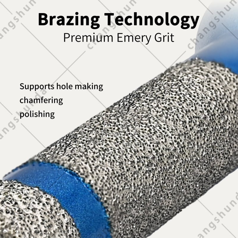 M14 Thread Extended Long Body Blue Vacuum Brazed Dry Diamond Hole Saw Bit, 6/8/10/12/14mm Deep Drilling Drill Bit for M14 Angle Grinder, Vitrified Tile Marble Granite Deep Hole Perforating Tool
