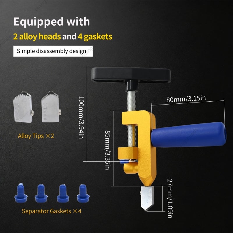 Golden Tile Breaker Opener, Multifunctional Glass Cutter and Tile Breaking Tool, Labor-Saving Scribing & Splitting Hand Tool for Glass, Ceramic Tile and Rock Slab
