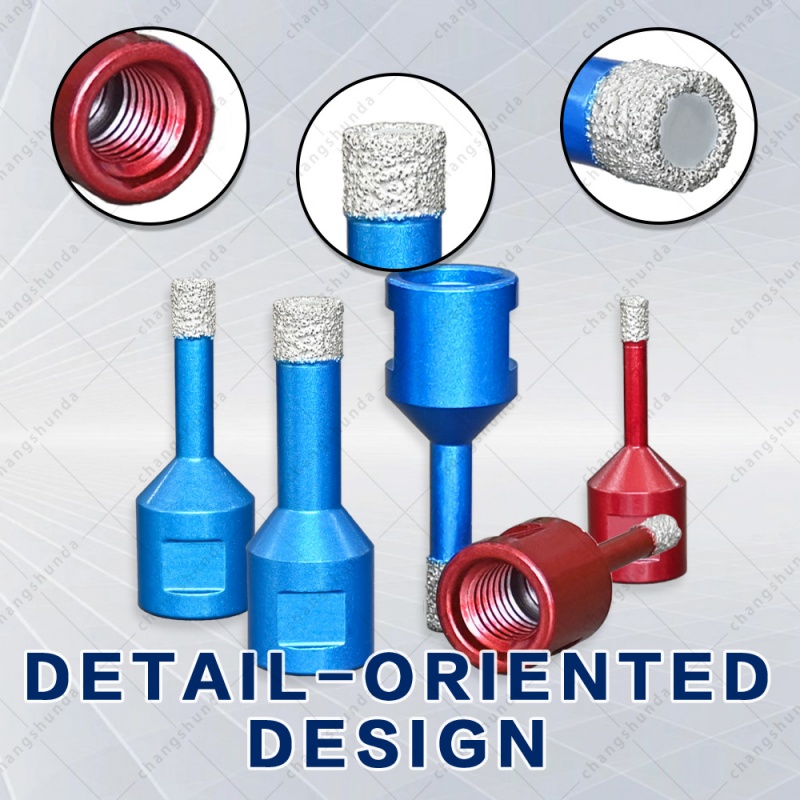 5pc M14 Thread Color Vacuum Brazed Exposed Sand Dry Drill Bit Set, Dry Diamond Hole Saw with Plastic Storage Box, 6/8/10/12mm Angle Grinder Drill Bits for Tile Marble Granite Drilling
