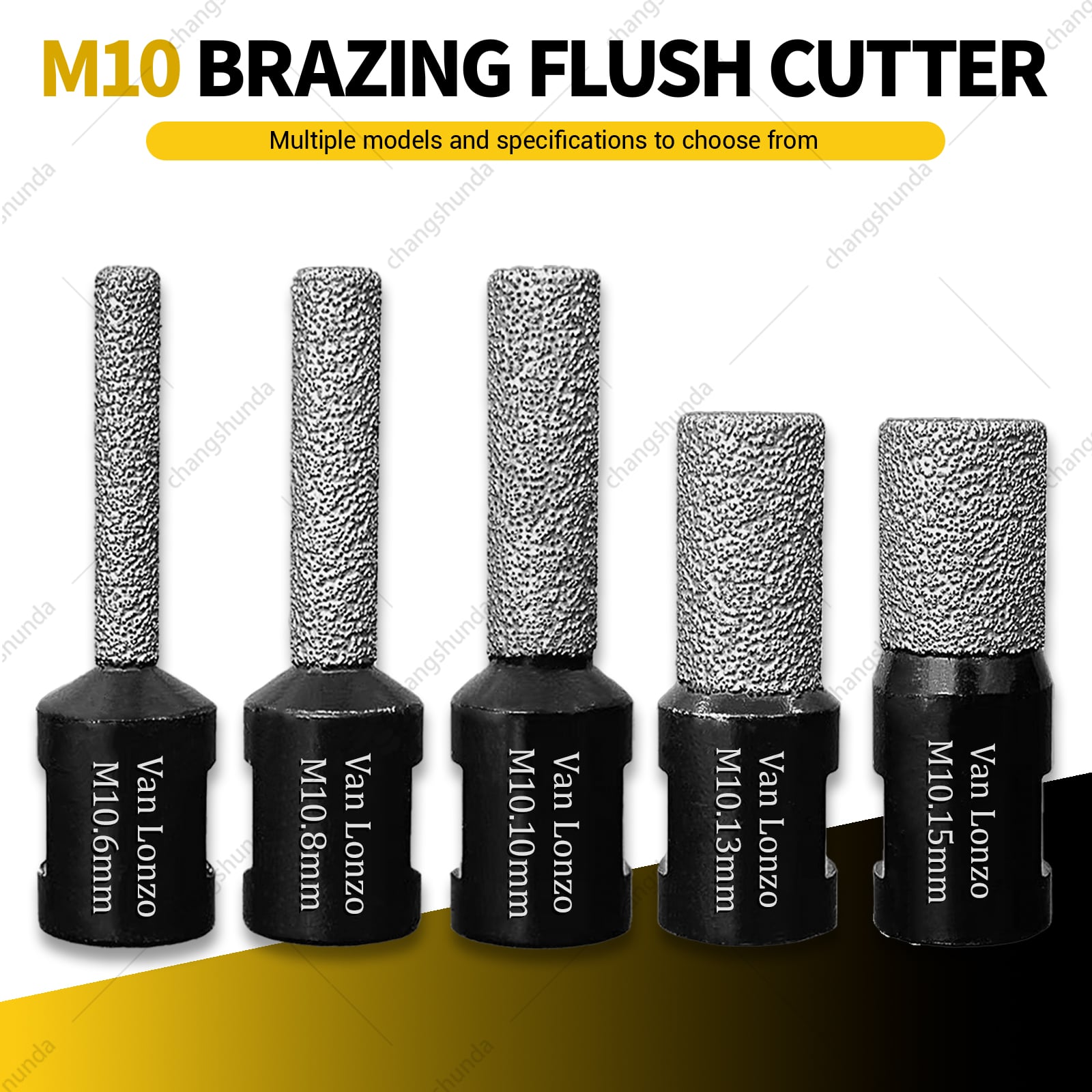 Van Lonzo M10 Trimming Tool, Vacuum Brazed Diamond M10 Trimming Tool with M10 Thread Shank for Marble, Quartz, Artificial Stone Edge Polishing & Trimming