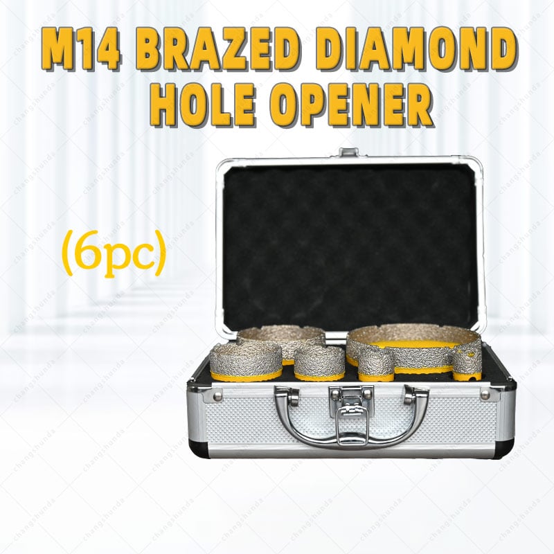 Van Lonzo M14 Hole Saw 6PC Set, Vacuum Brazed M14 Thread Diamond Core Bit Kit, Heavy Duty M14 Hole Saw 6PC for Angle Grinder Tile Marble Granite Drilling

