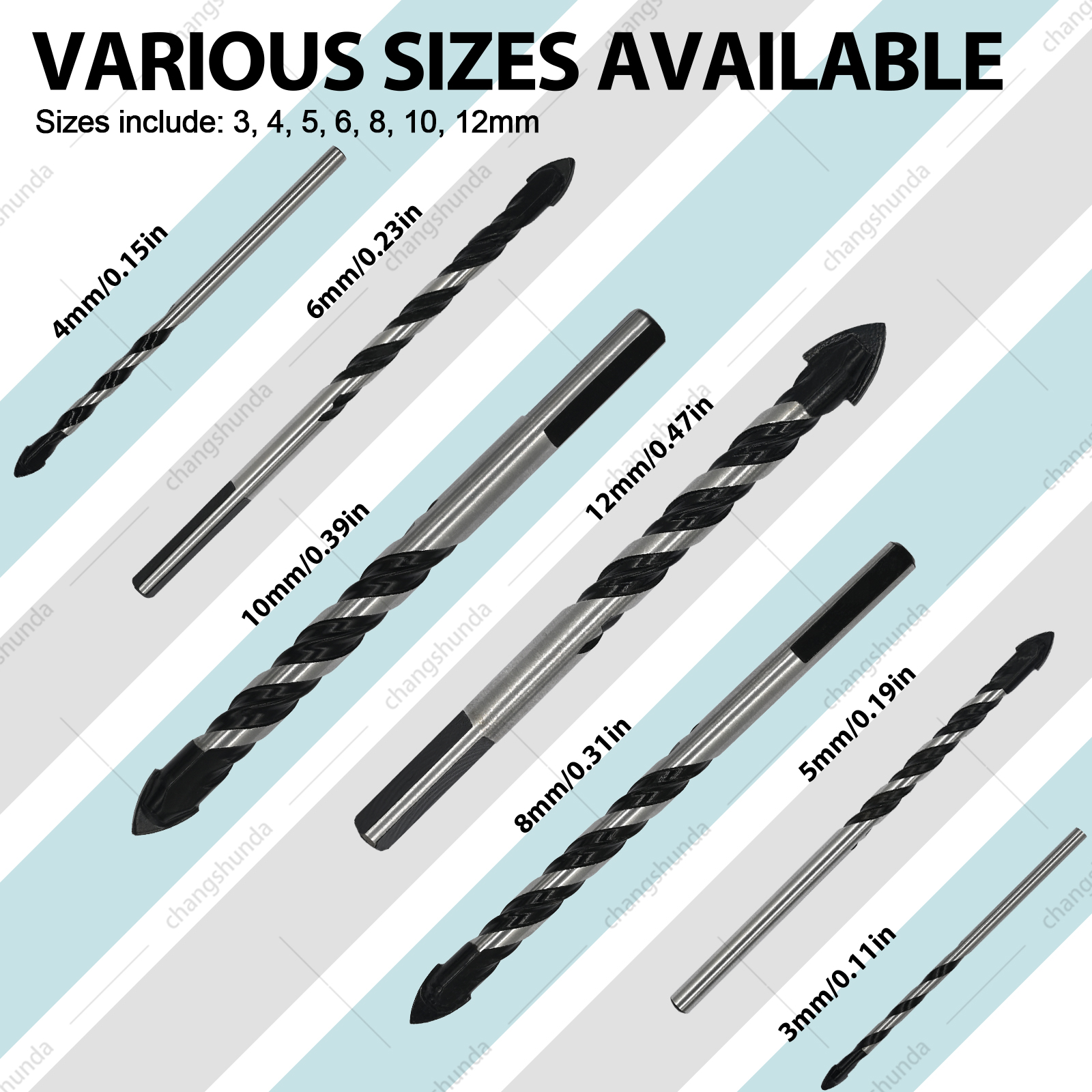 Van Lonzo Black Triangle Drill Bit, Multi-Size Hard Alloy Tipped Black Triangle Drill Bit for Tile, Brick, Concrete & Wood Drilling
