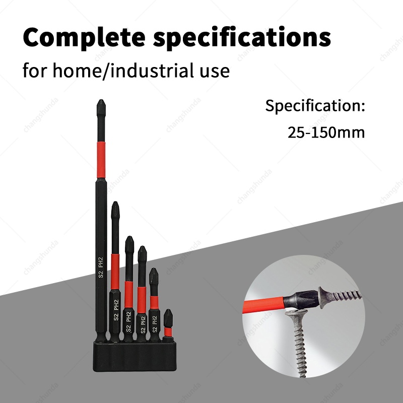 Van Lonzo Magnetic Phillips Screwdriver Bits 6PC Set, S2 Alloy Steel Impact Resistant PH2 Cross Screwdriver Bit Kit, Heavy Duty Magnetic Phillips Screwdriver Bits 6PC for Electric Drill & Impact Driver
