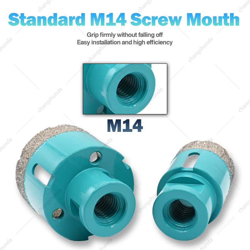 M14-8PC Aluminum Case Blue Vacuum Brazed Diamond Core Drill Bit Set, Dry Cutting Hole Saw Kit for Tile Marble Granite Angle Grinder
