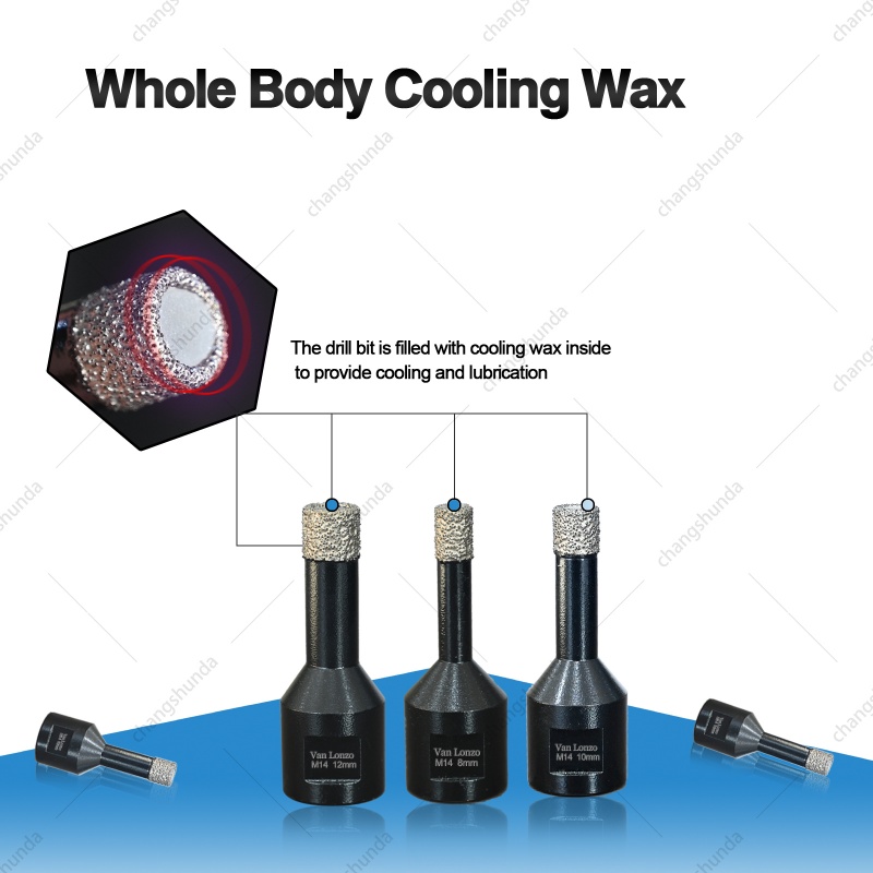 Van Lonzo M14-15pc Black Exposed Diamond Set with Aluminum Storage Case, Vacuum Brazed M14 Thread Diamond Hole Saw Kit, Heavy Duty M14-15pc Black Exposed Diamond Combo for Angle Grinder Tile Granite Marble Drilling & Chamfering
