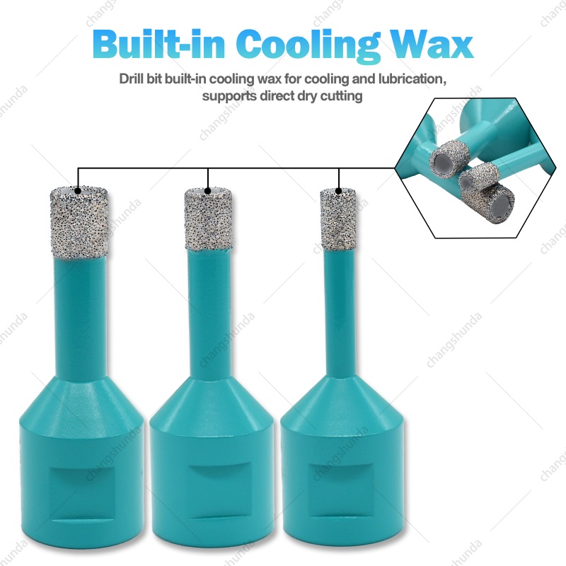 M14-8PC Aluminum Case Blue Vacuum Brazed Diamond Core Drill Bit Set, Dry Cutting Hole Saw Kit for Tile Marble Granite Angle Grinder
