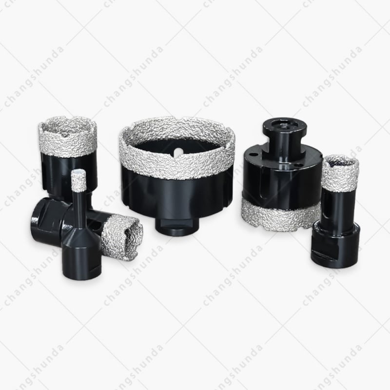 M14 Thread Black Vacuum Brazed Exposed Sand Dry Diamond Hole Saw Bits, Full Sizes 6-120mm Dry Cutting Drill Bits for M14 Angle Grinder, Tile Marble Granite Quartz Stone Perforating Tool
